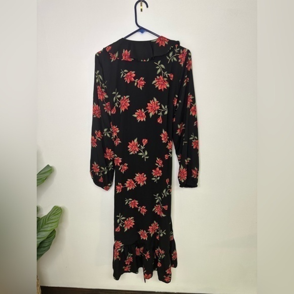DRAPER JAMES RSVP NWT Long Sleeve Ruffle Midi Wrap Floral Dress - Picture 6 of 7